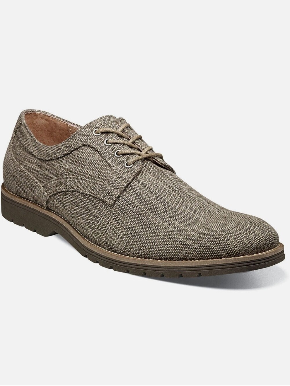 Stacy Adams Men's Eli Oxfords Plain Toe Taupe Canvas Casual Shoes Sz 10